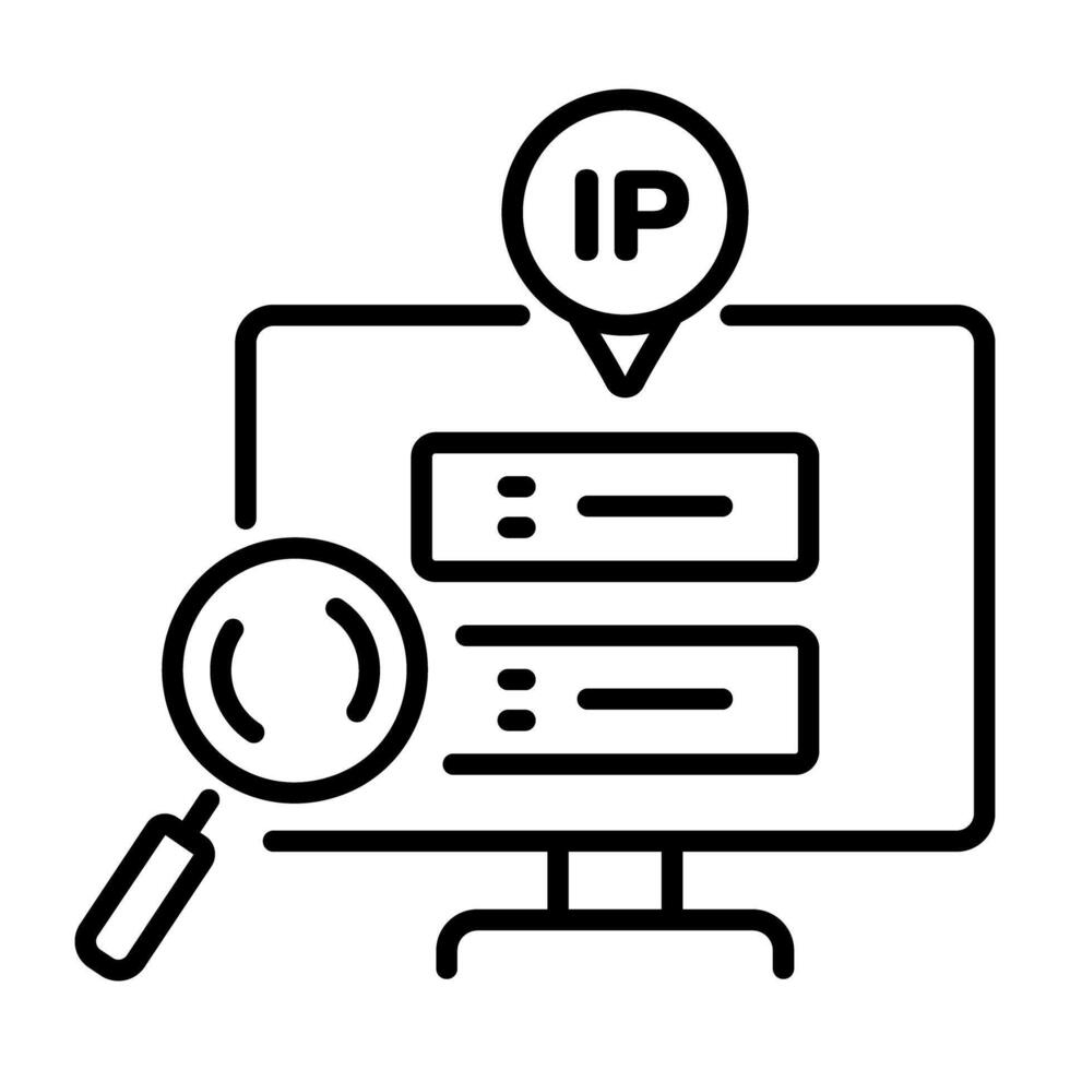 A line style icon of IP address vector
