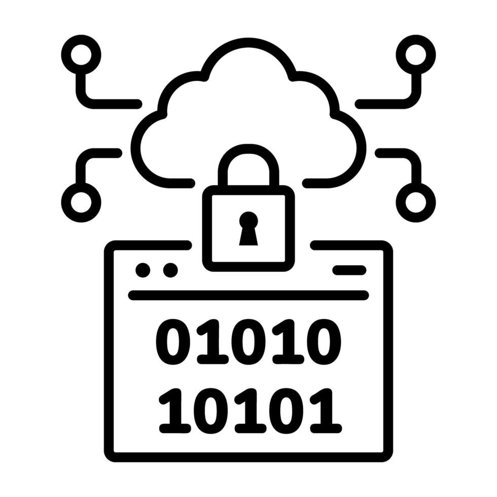 Data encryption icon in line style vector