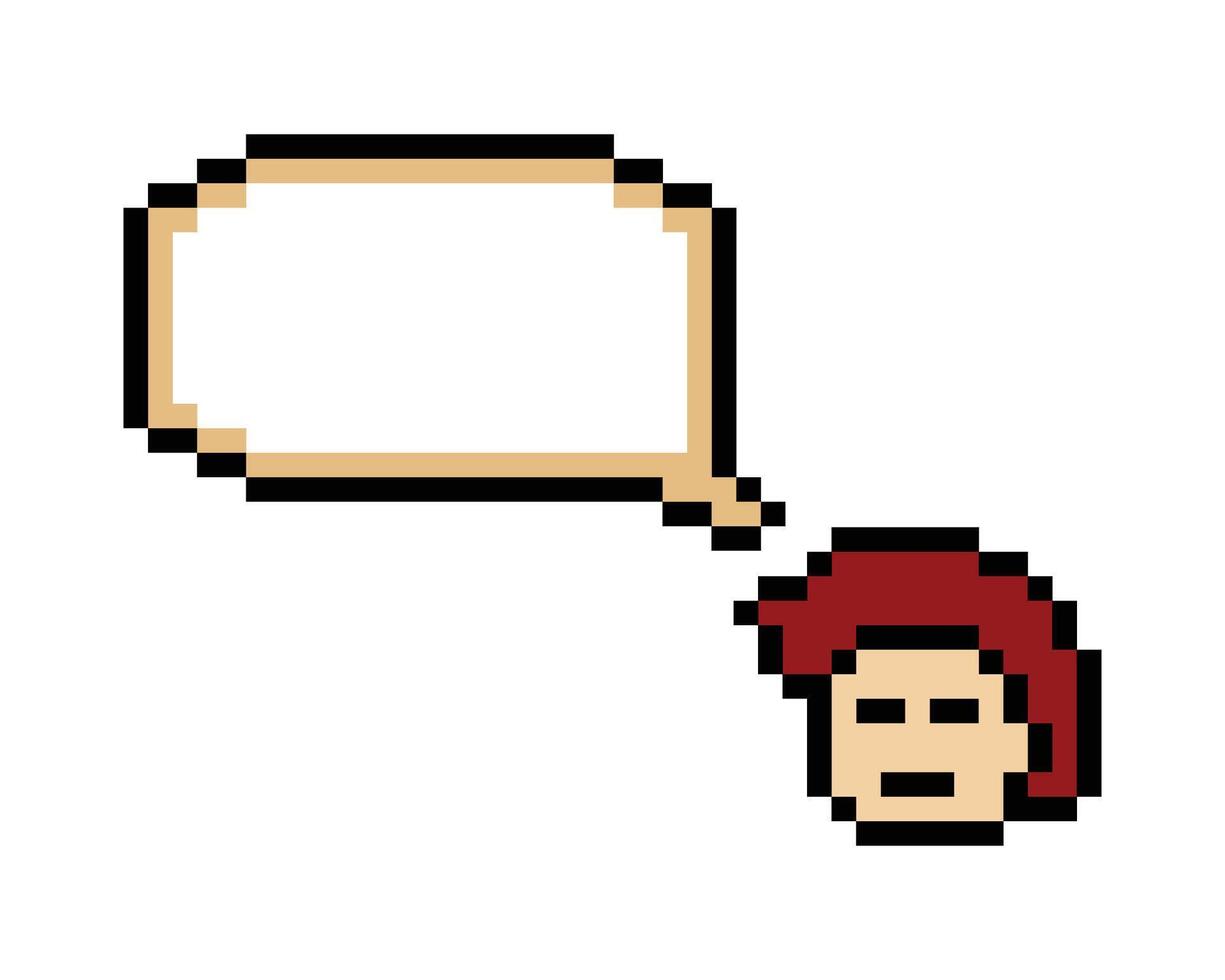 Face of happy man boy male and chat box blank cartoon pixel cute. vector