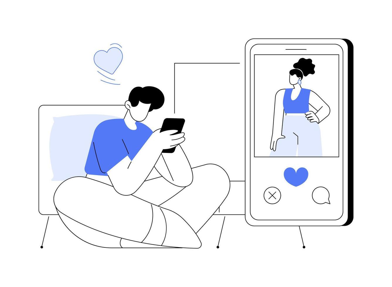 Dating app isolated cartoon illustrations. vector