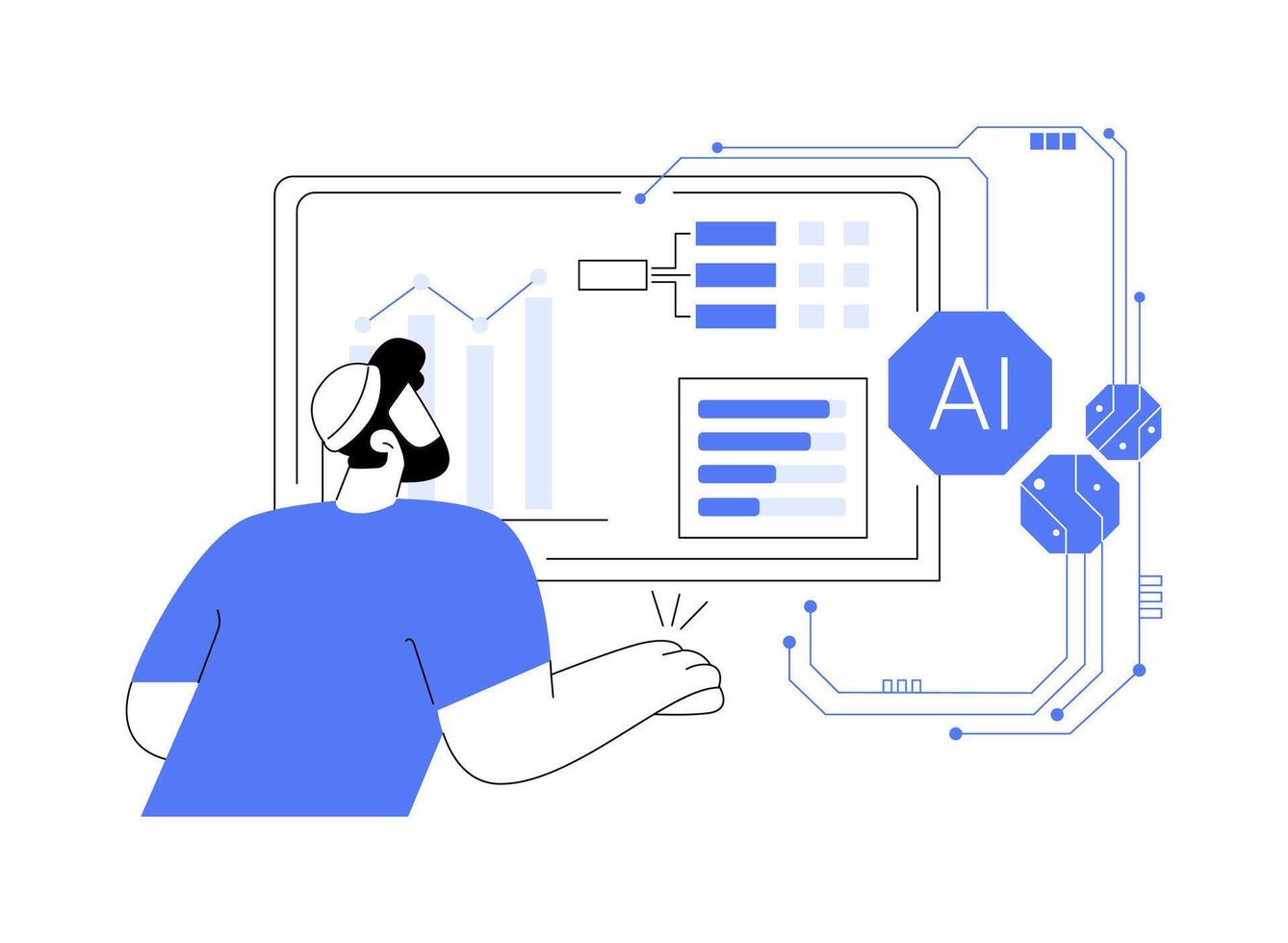 AI research scientist isolated cartoon illustrations. vector