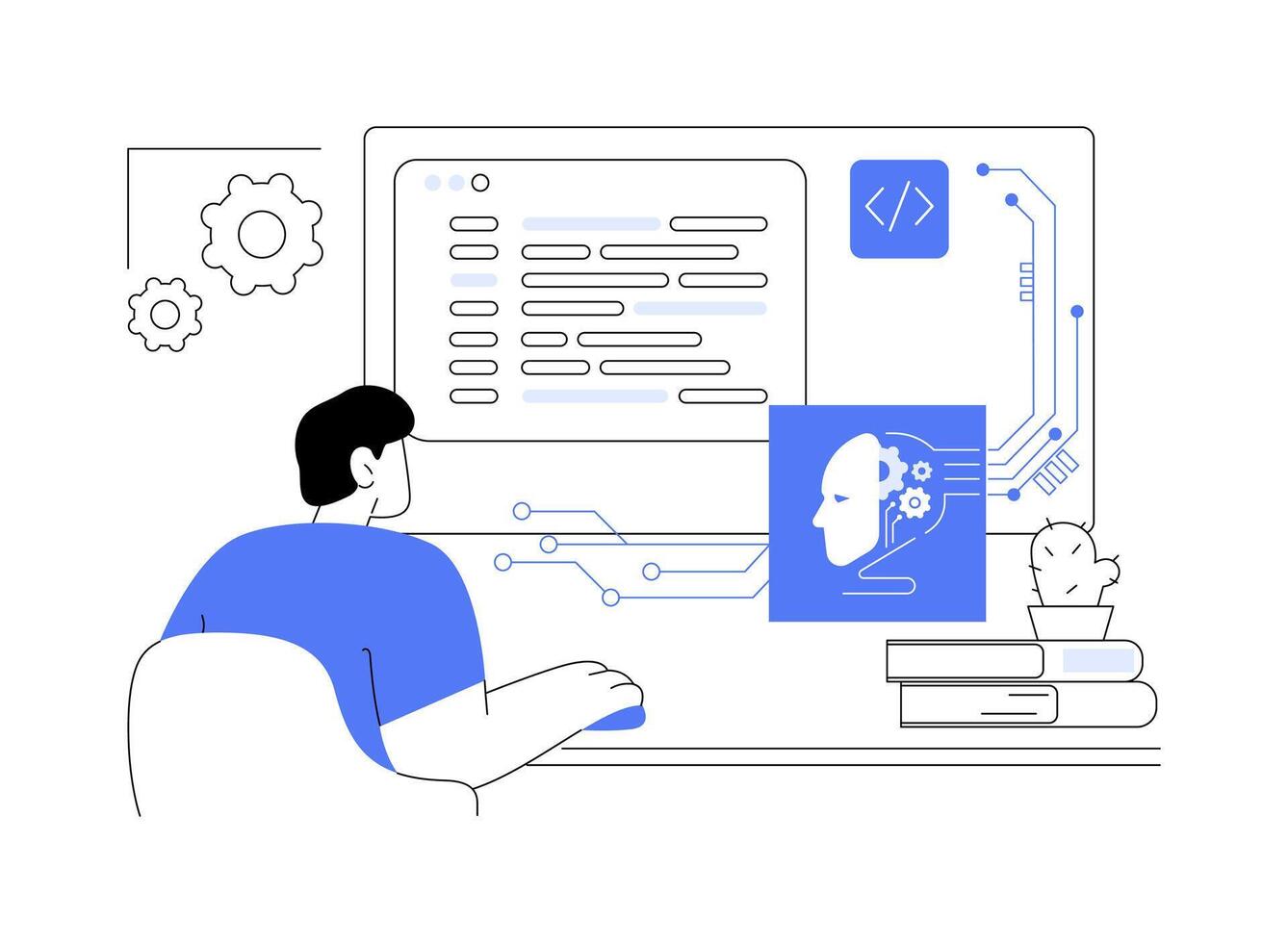 AI engineer isolated cartoon illustrations. vector