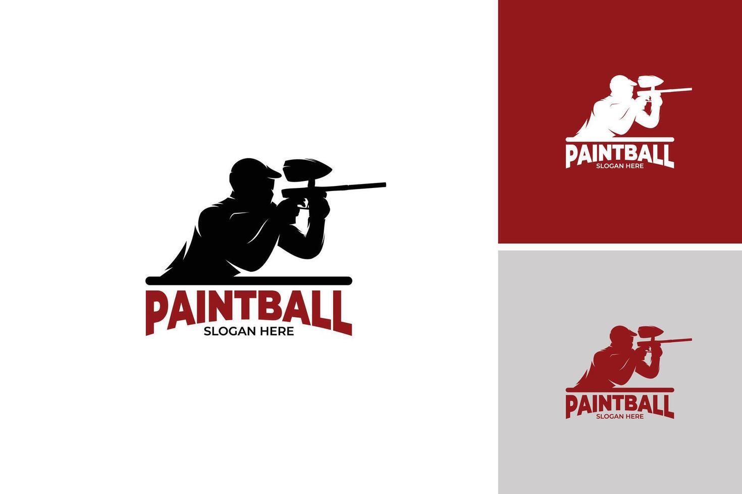 Silhouette of paintball player logo design template vector