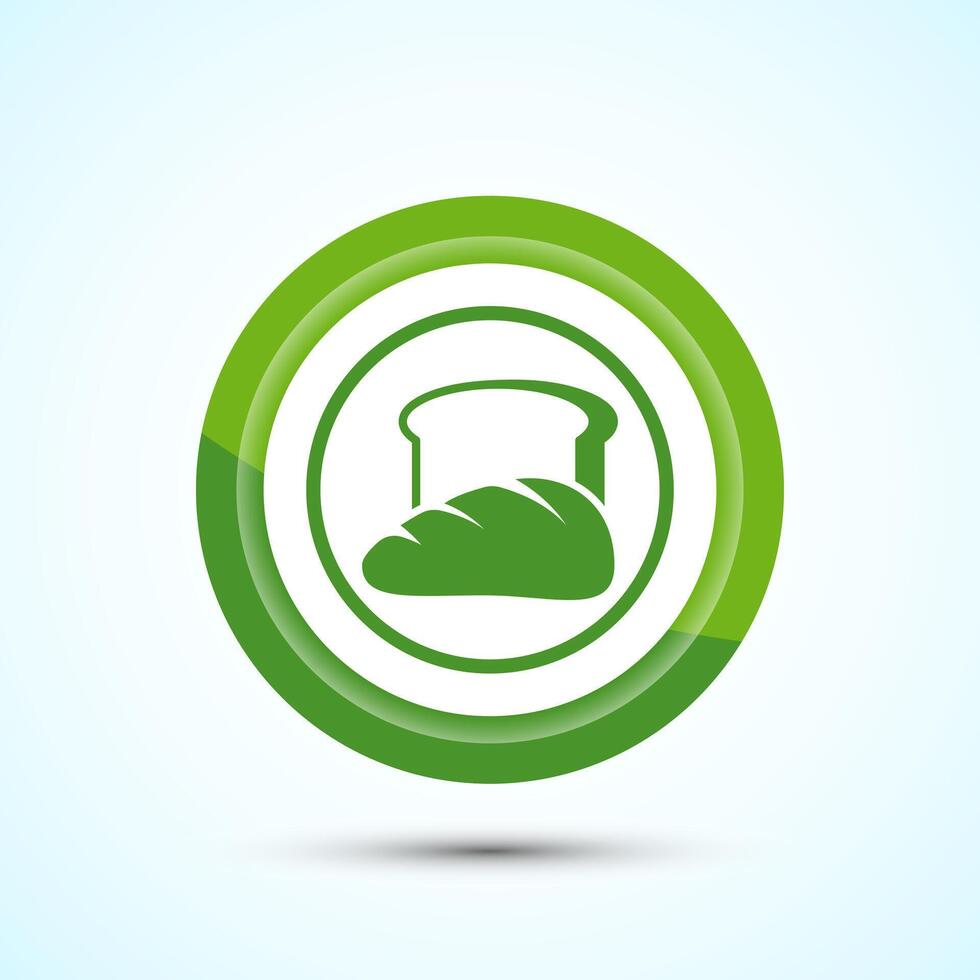 Bread Icon Design Illustration, Bakery Icon, Green Color Button Design vector