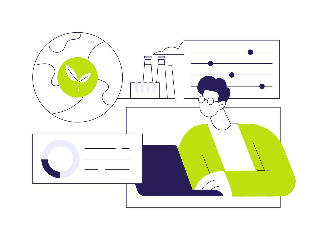 Ecosystem monitoring abstract concept illustration. vector