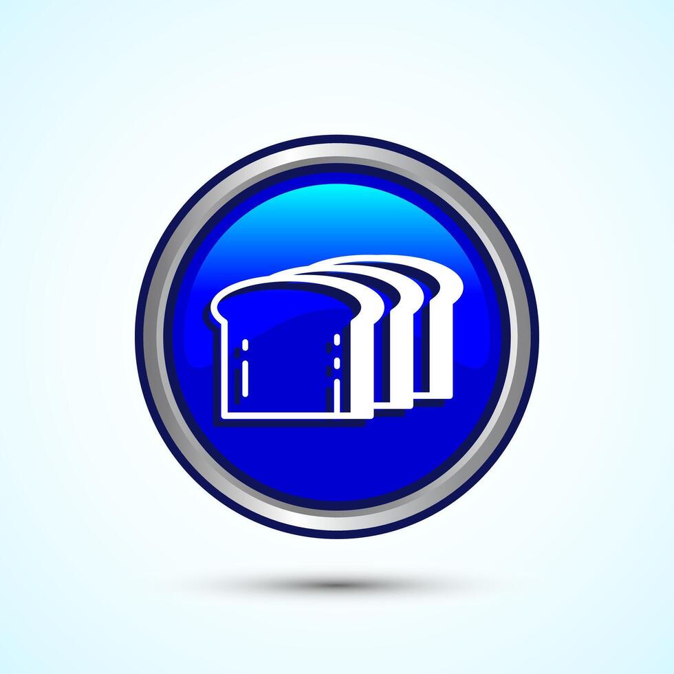 Bread Icon Design Illustration, Bakery Icon, Blue Color Round Button Design vector