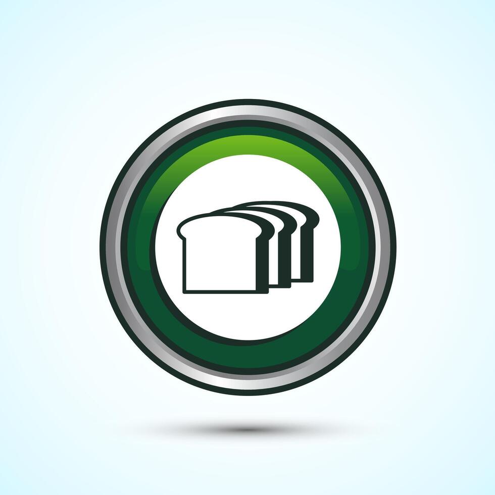 Bread Icon Design Illustration, Bakery Icon, Green Color Round Button Design vector
