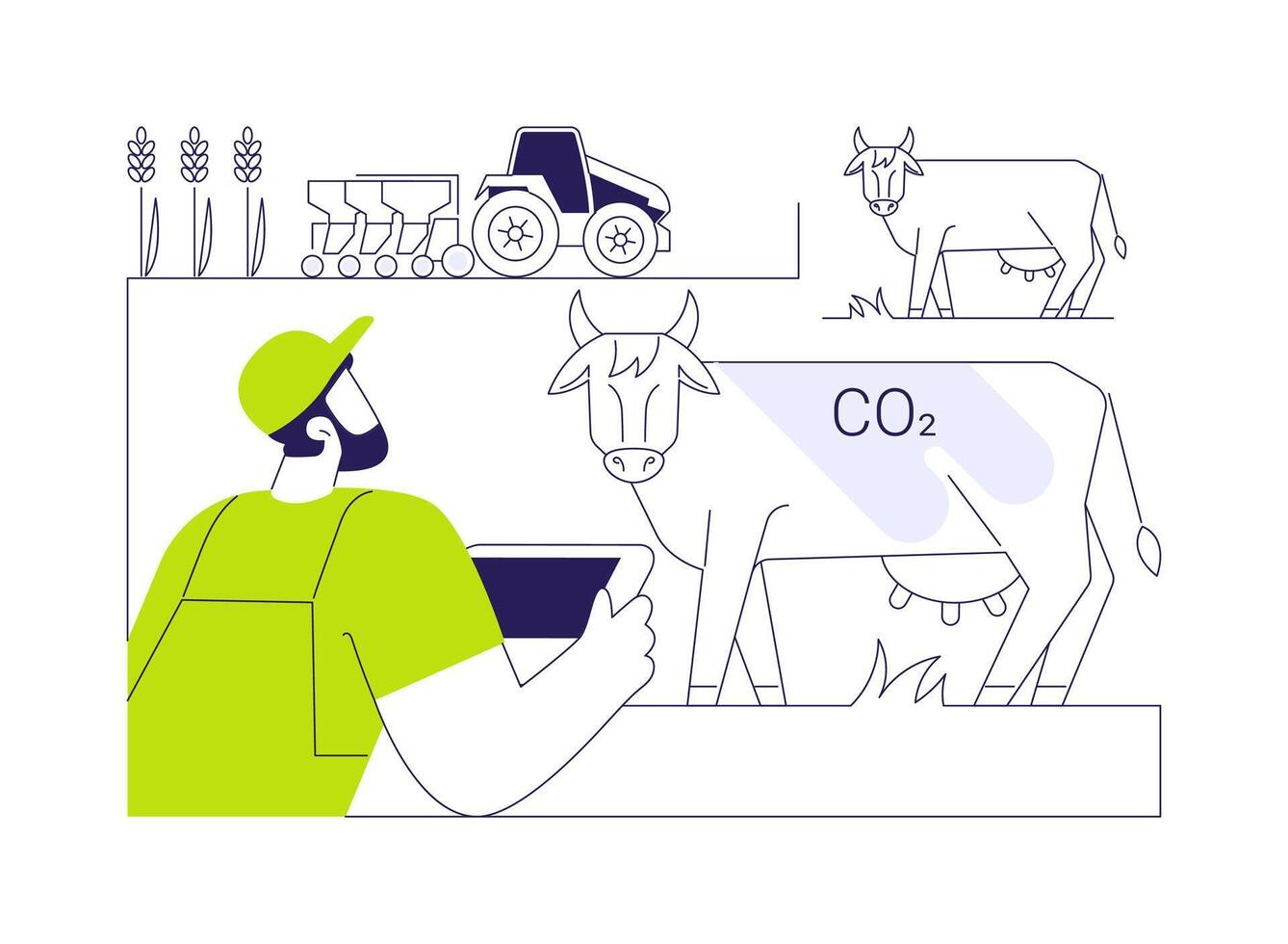 Agriculture and farming emissions abstract concept illustration. vector