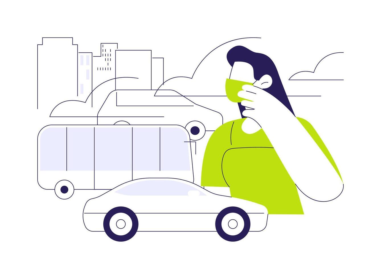 Transportation emissions abstract concept illustration. vector