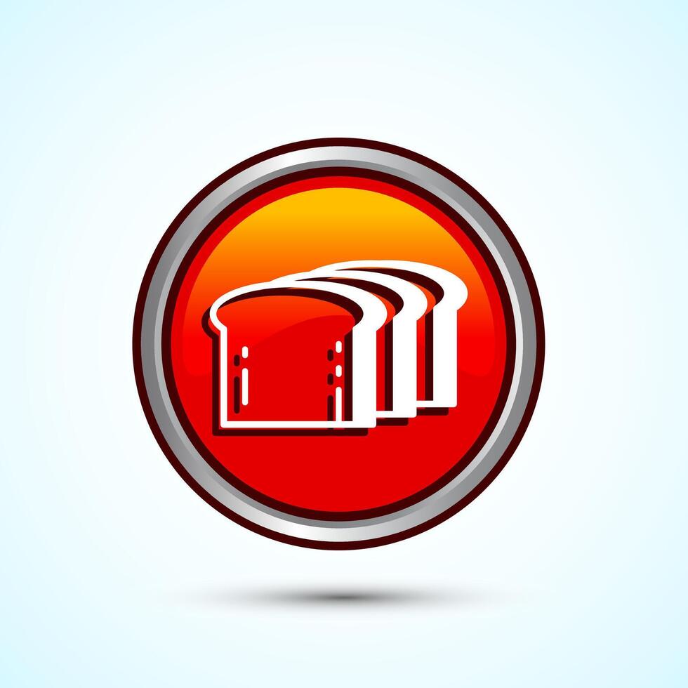 Bread Icon Design Illustration, Bakery Icon, Orange Color Round Button Design vector