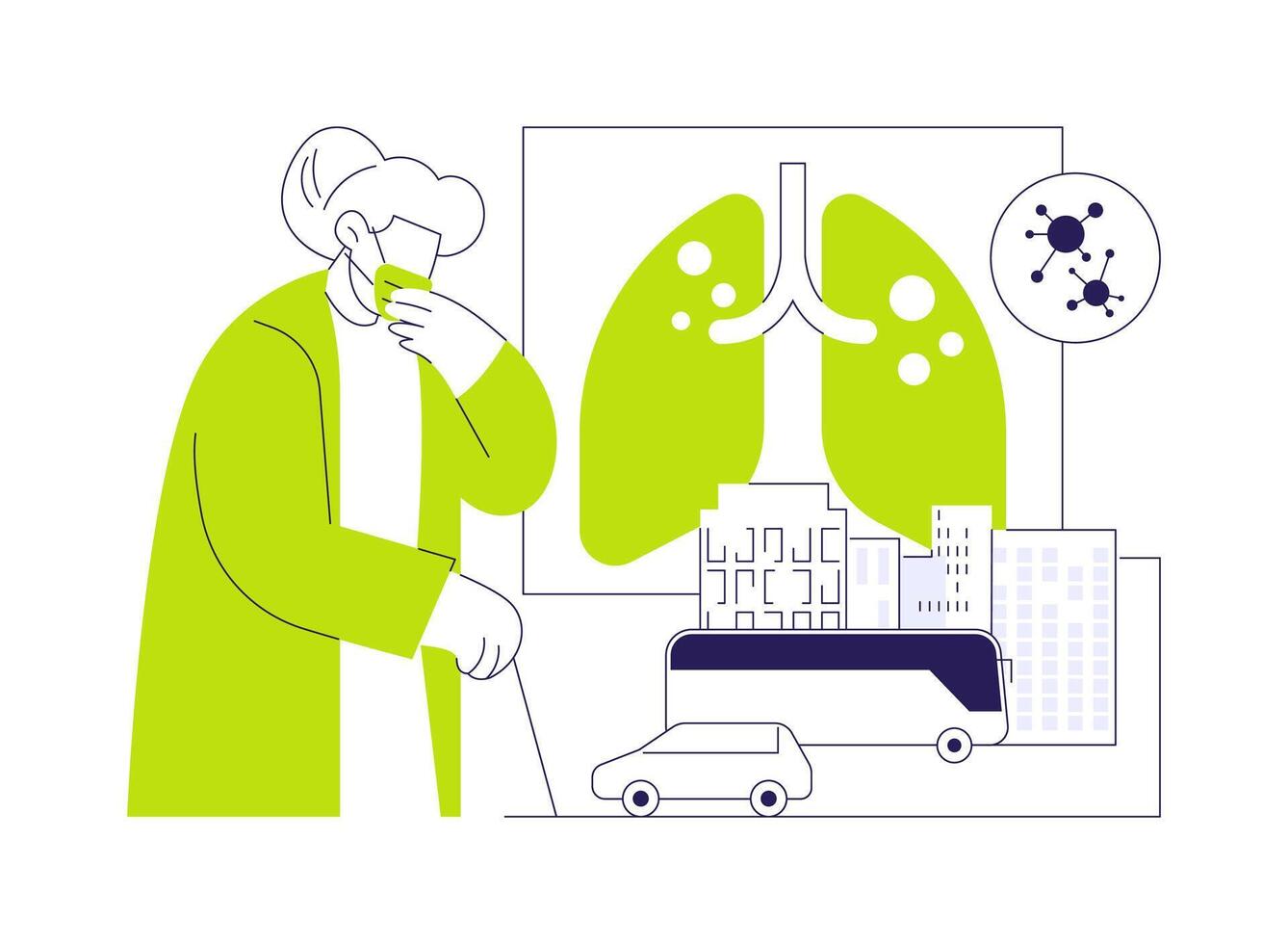 Pollution caused respiratory diseases abstract concept illustration. vector