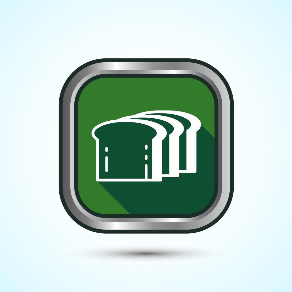 Bread Icon Design Illustration, Bakery Icon, Green Shadow Button Design vector