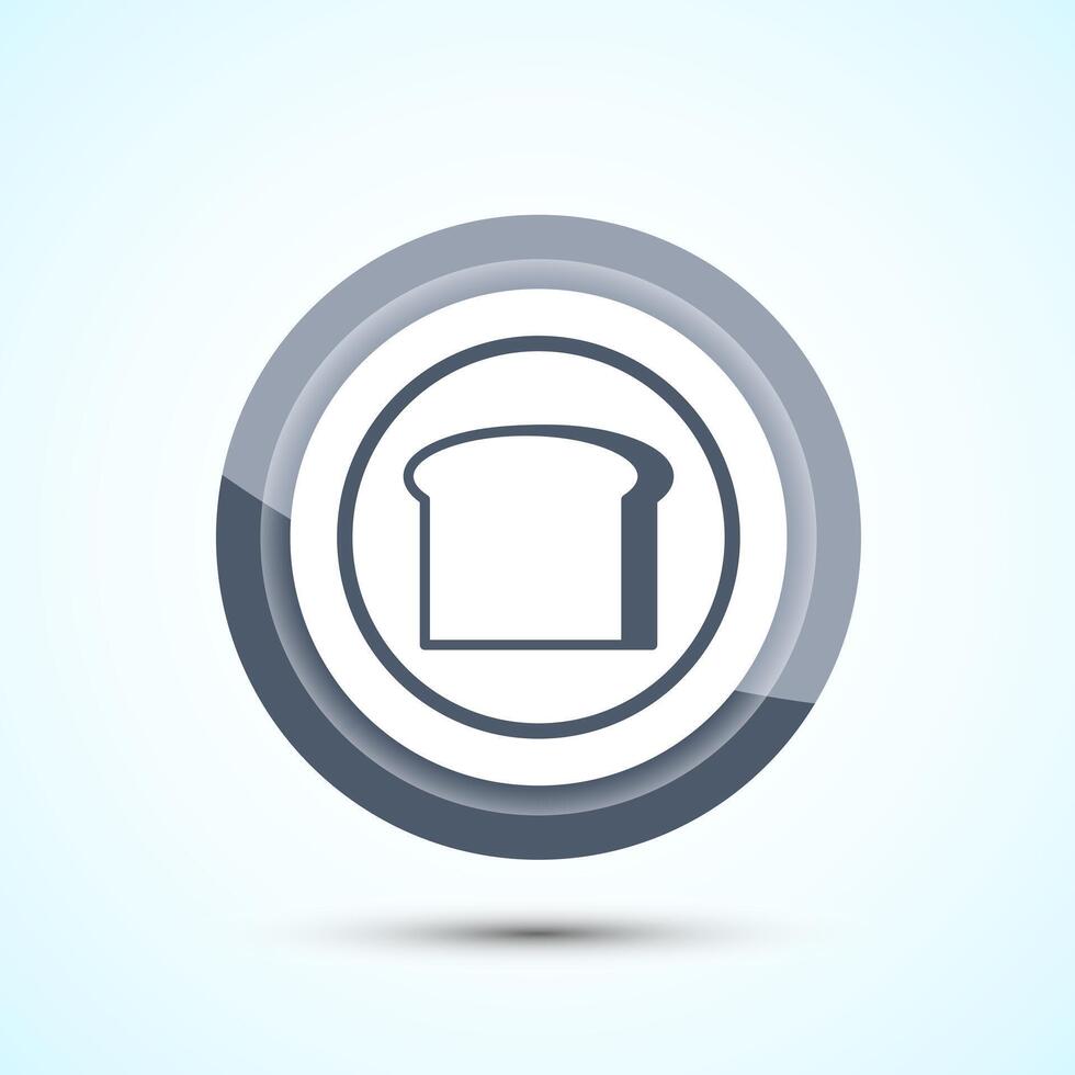 Bread Icon Design Illustration, Bakery Icon, Gray Color Button Design vector
