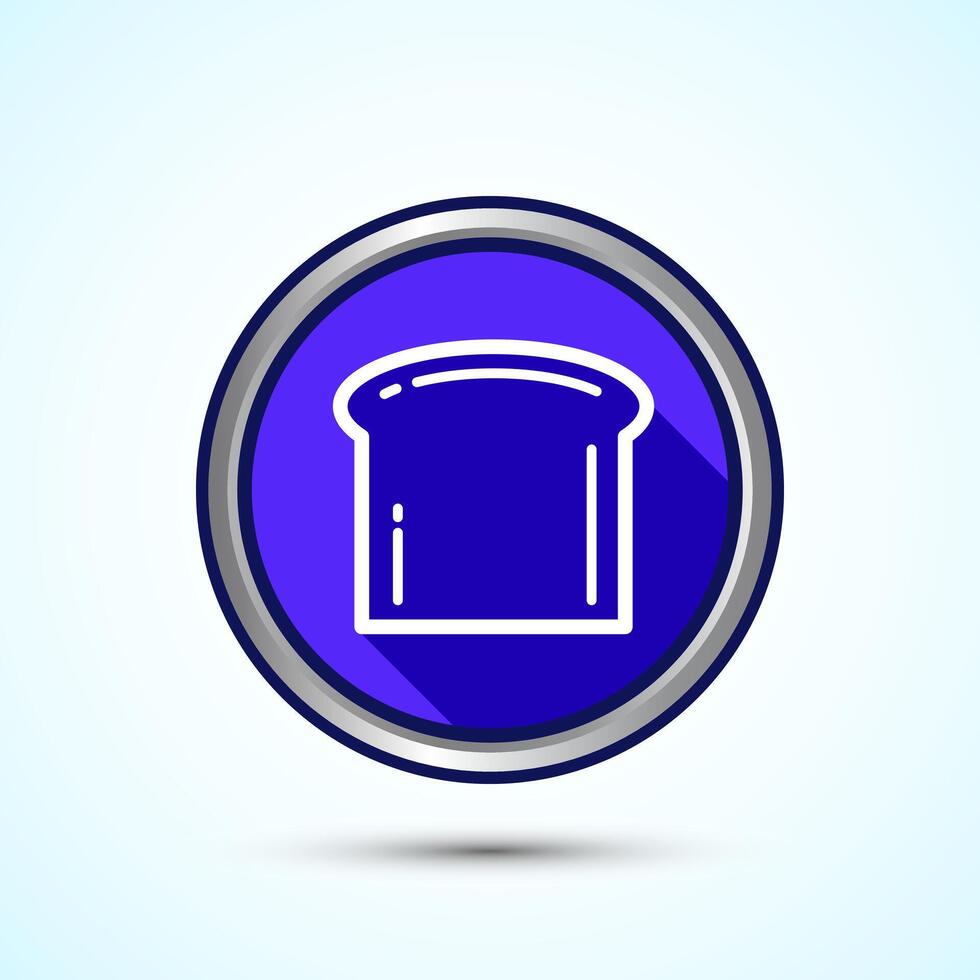 Bread Icon Design Illustration, Bakery Icon, Blue Shadow Button Design vector