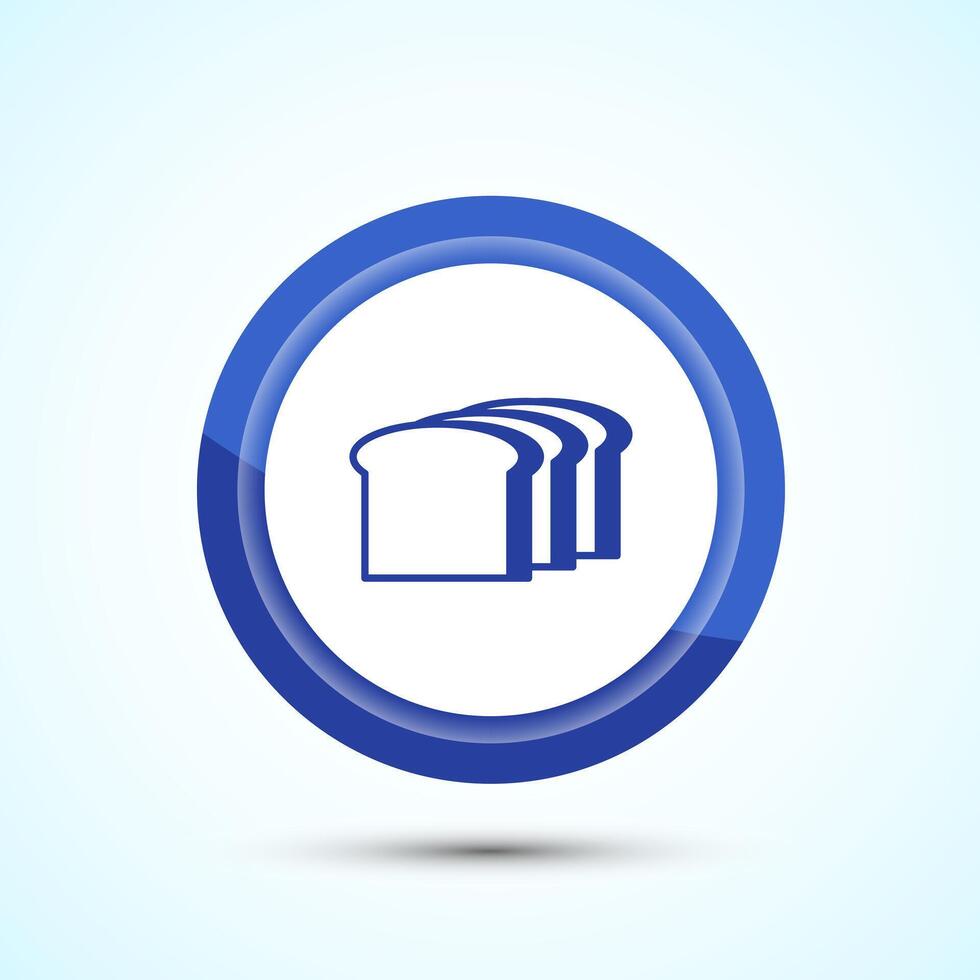 Bread Icon Design Illustration, Bakery Icon, Blue Color Button Design vector