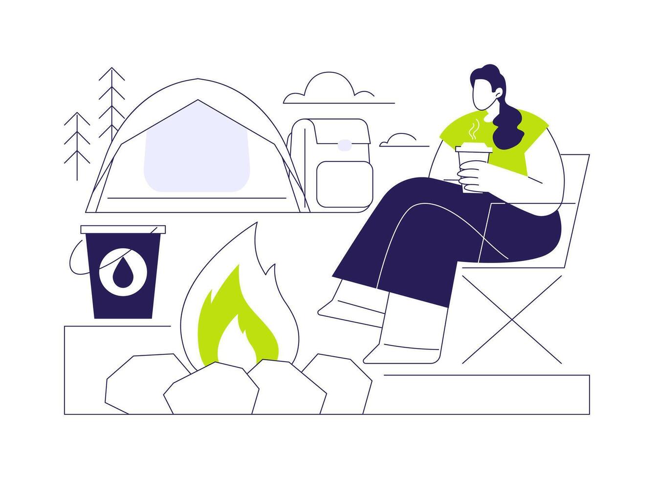 Campfire safety rules abstract concept illustration. vector