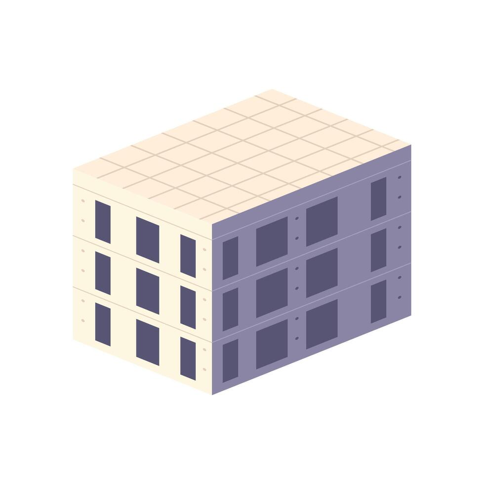 Building house in flat design. Built concrete structure at construction site. illustration isolated. vector