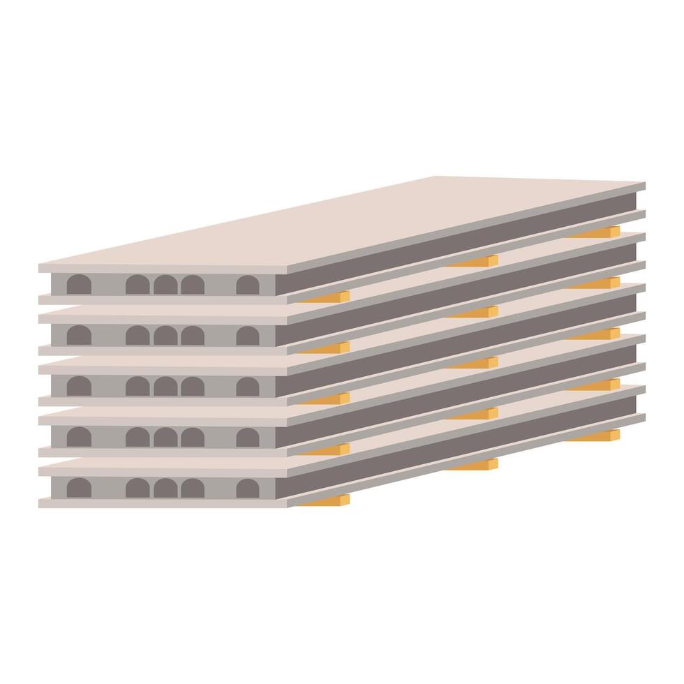 Building concrete panels in flat design. Construction piles in stack. illustration isolated. vector