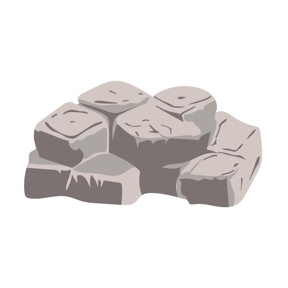 Grey building stones in pile in flat design. Construction materials. illustration isolated. vector