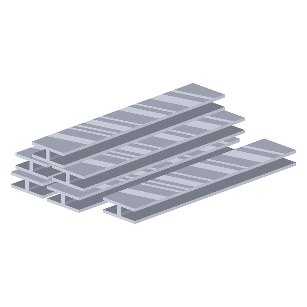 Building steel beams in flat design. Construction materials, metal girders. illustration isolated. vector