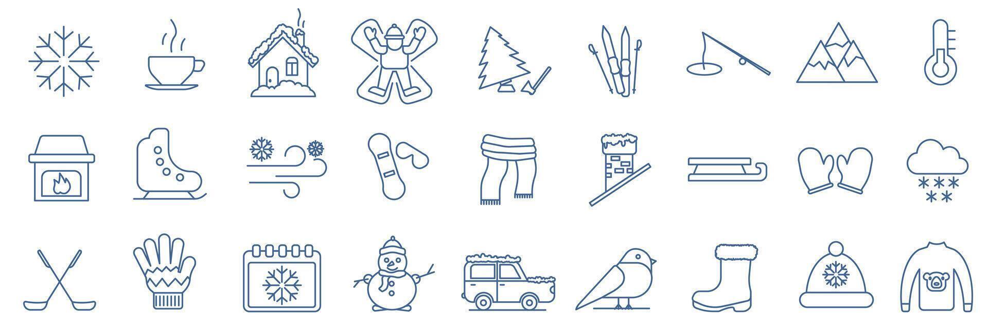 Christmas icons. Set of winter icons. Modern set of outline icons. vector