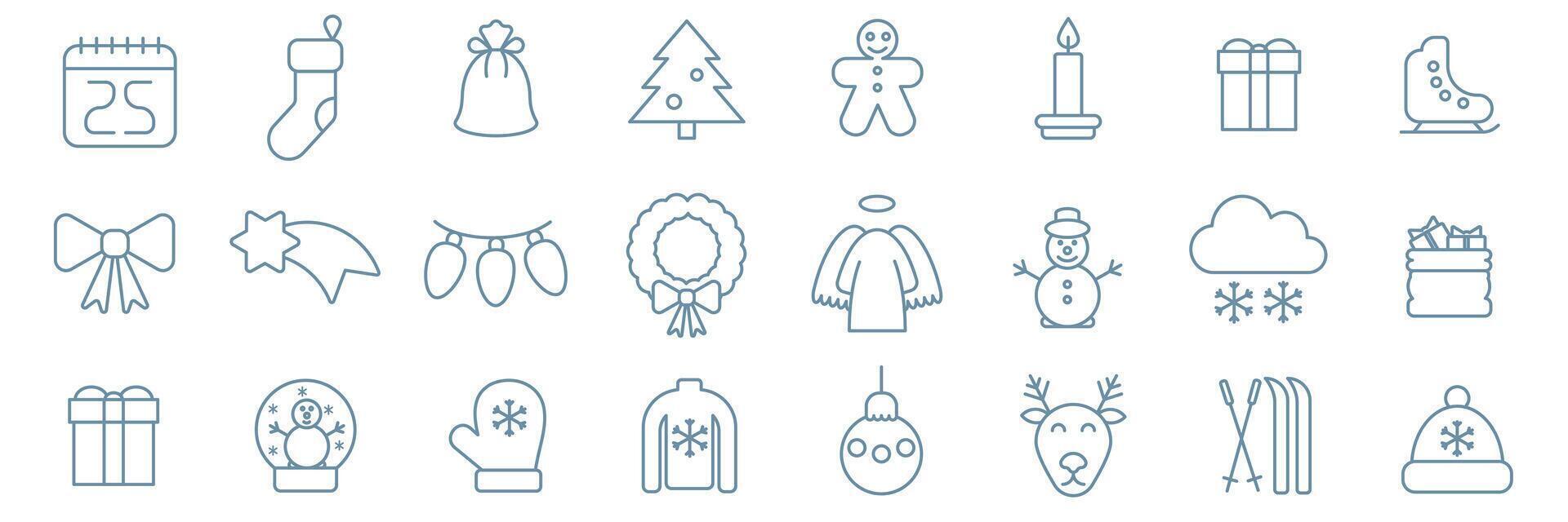 Christmas collection with traditional Christmas symbol. vector