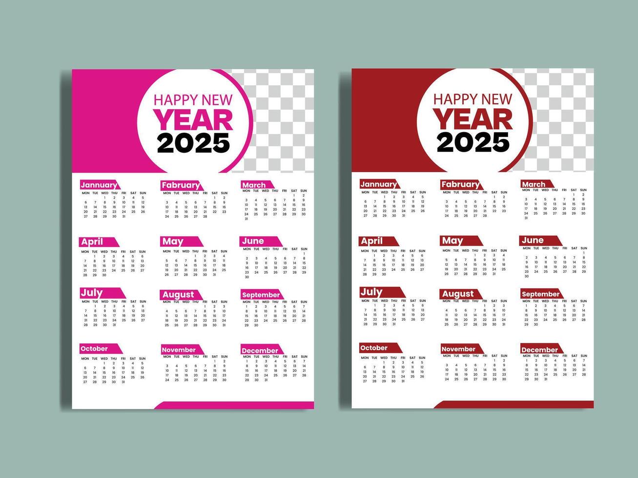 Wall Calendar 2025 Layout Design vector