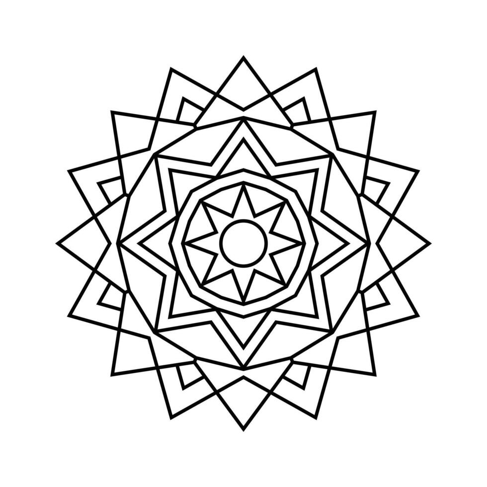 Geometric Mandala Coloring Page Detailed Symmetrical Pattern for Relaxation and Meditation vector