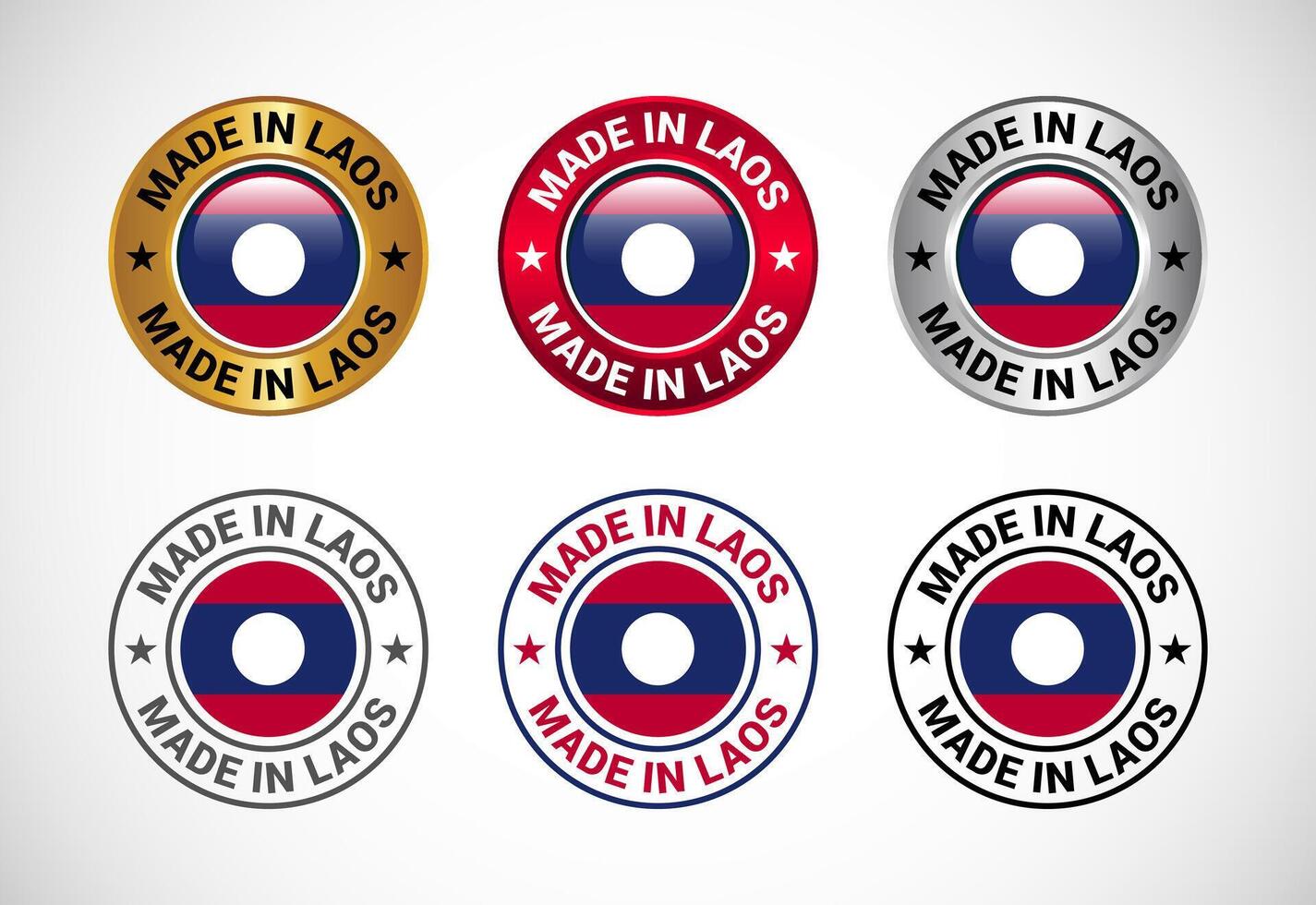 Made in Laos label icon with flag. Icon set for business, badge, seal, sticker, logo, and symbol vector