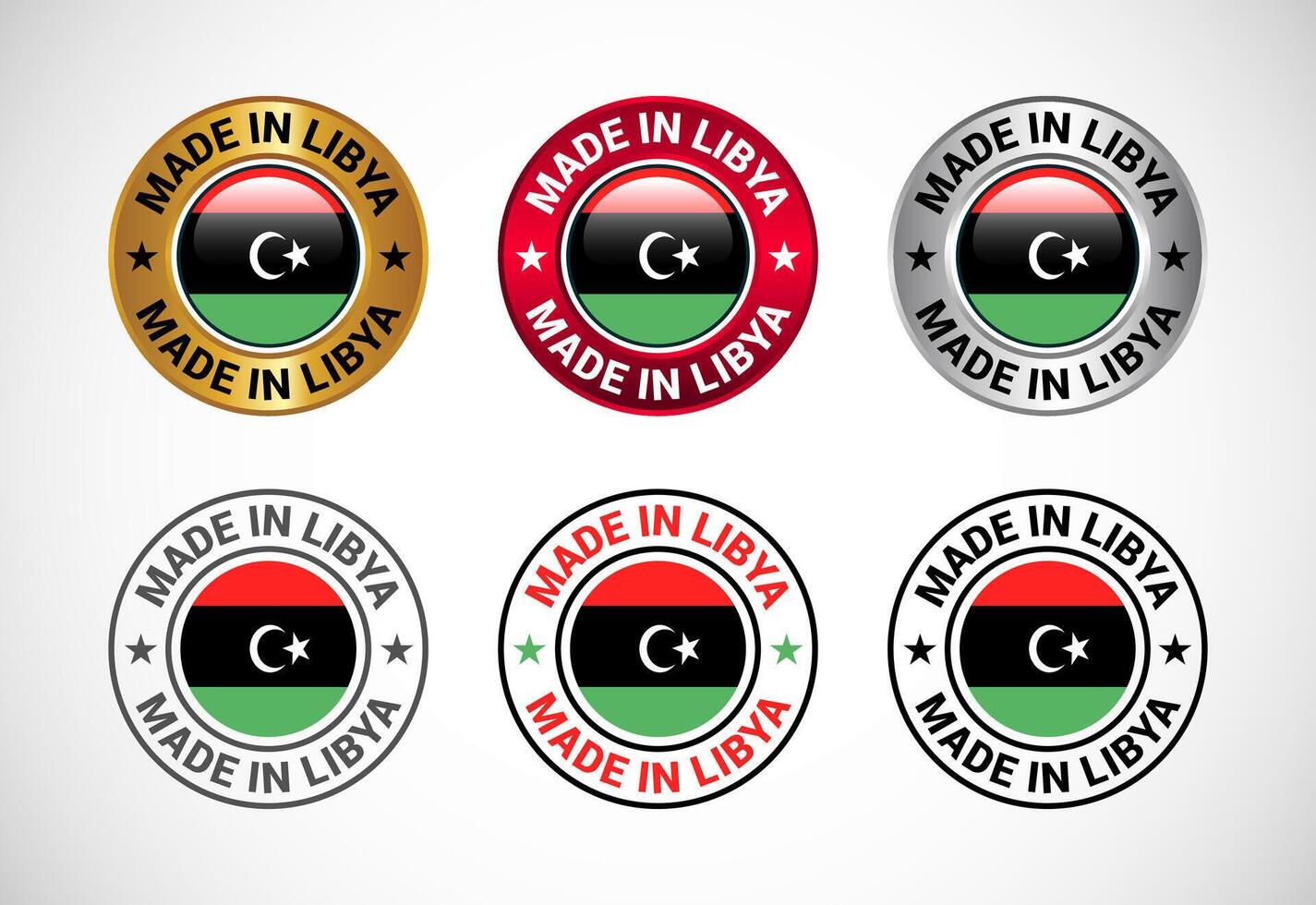 Made in Libya label icon with flag. Icon set for business, badge, seal, sticker, logo, and symbol vector