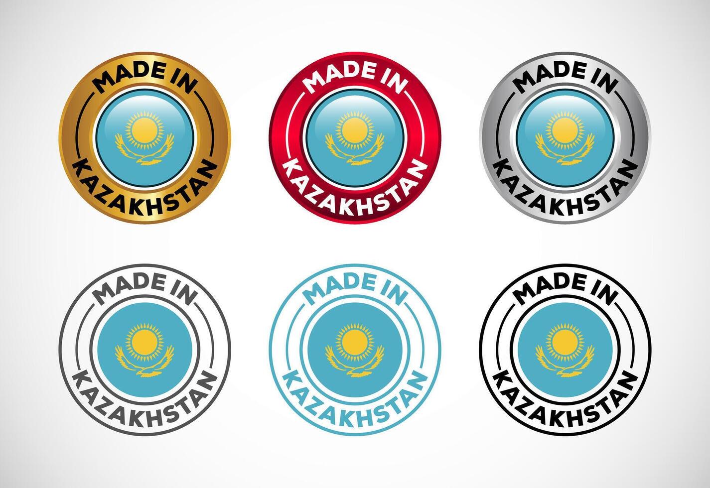 Made in Kazakhstan label icon with flag. Icon set for business, badge, seal, sticker, logo, and symbol vector