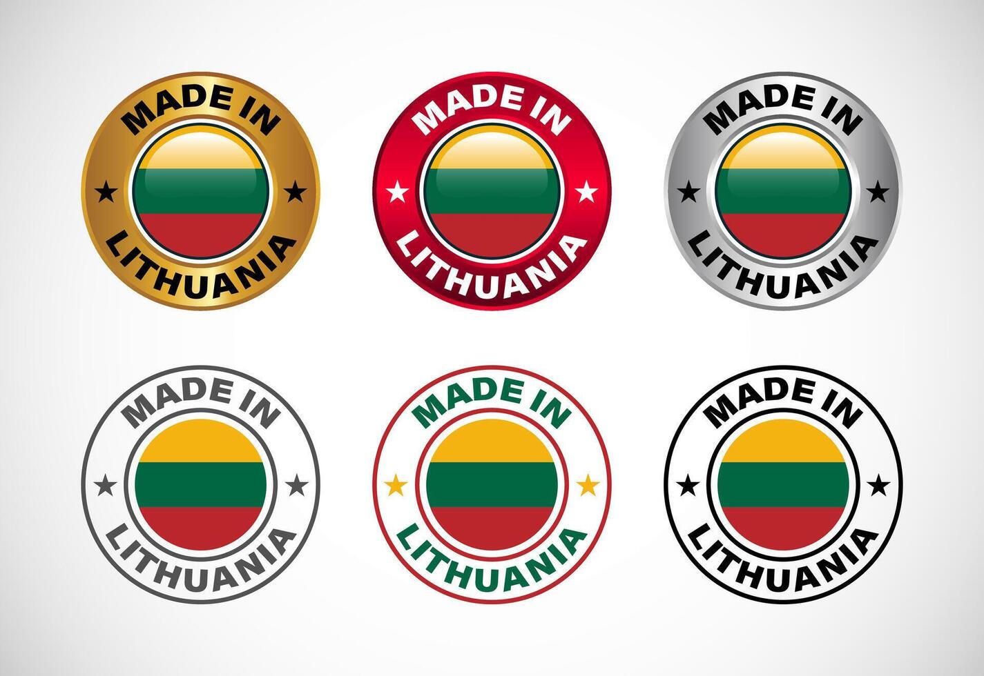 Made in Lithuania label icon with flag. Icon set for business, badge, seal, sticker, logo, and symbol vector
