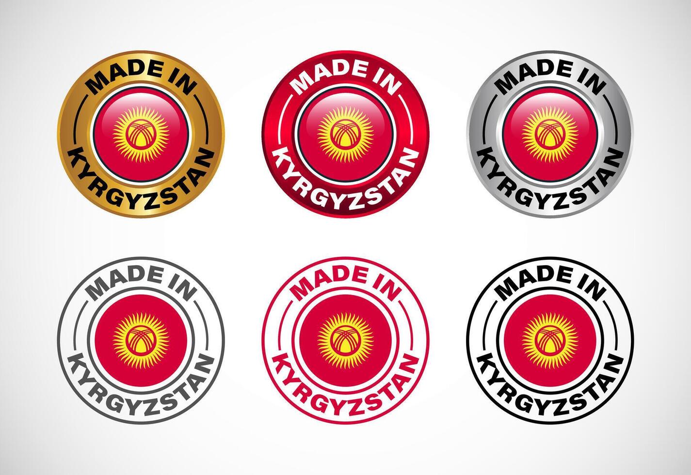Made in Kyrgyzstan label icon with flag. Icon set for business, badge, seal, sticker, logo, and symbol vector