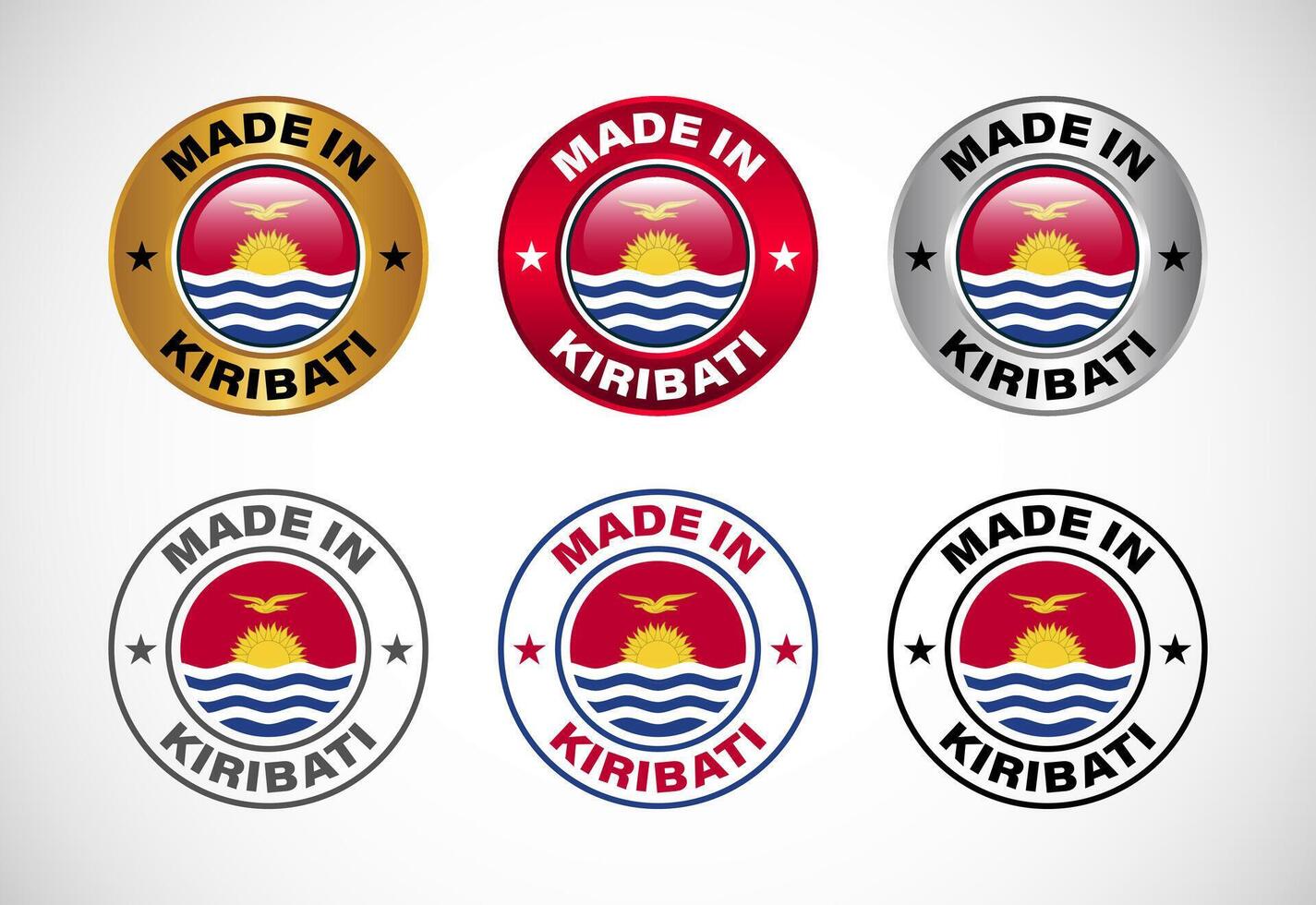 Made in Kiribati label icon with flag. Icon set for business, badge, seal, sticker, logo, and symbol vector