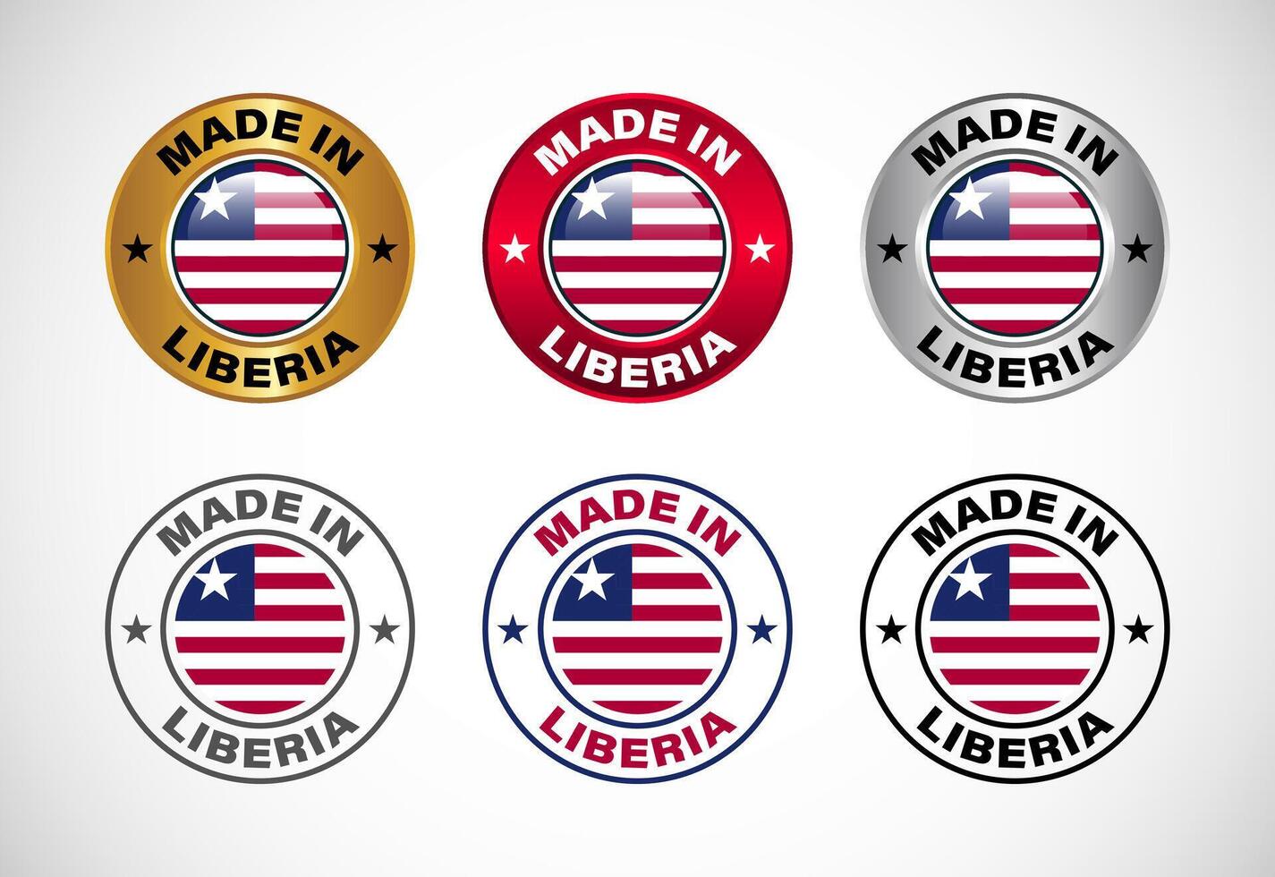 Made in Liberia label icon with flag. Icon set for business, badge, seal, sticker, logo, and symbol vector