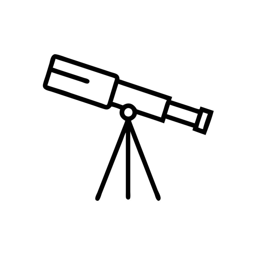 a black and white drawing of a telescope on a tripod vector