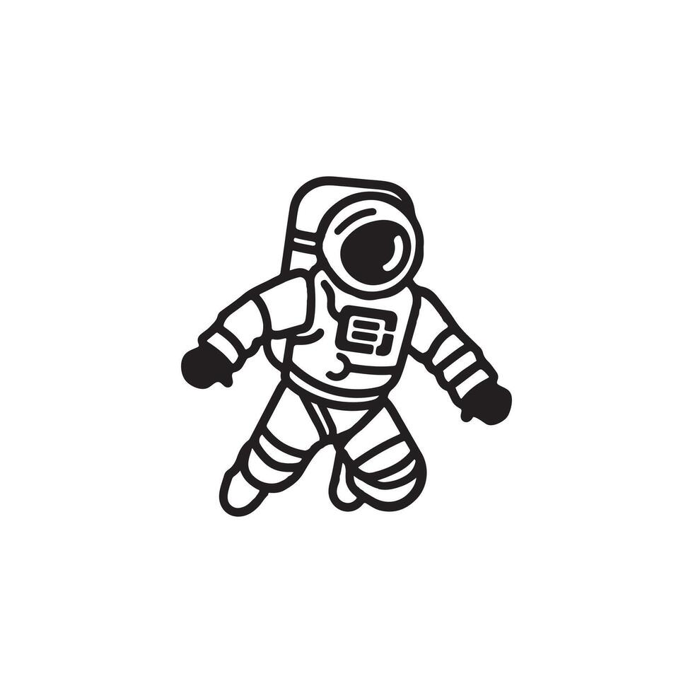An astronaut icon in black and white vector