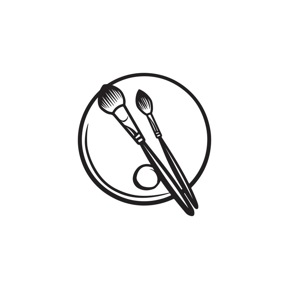 A black and white logo for a paintbrush vector