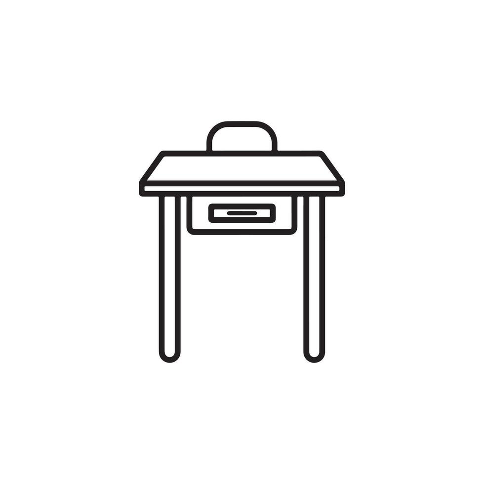 School desk icon line illustration on white background vector