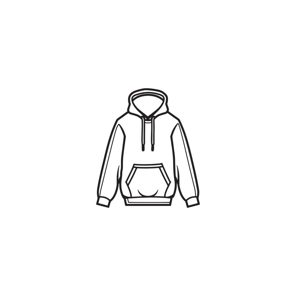A hoodie is shown in a line drawing vector