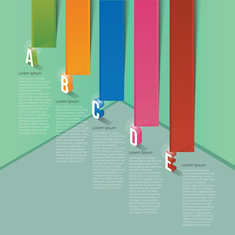 Simple colorful infographic 5 options ABCDE illustration vector
