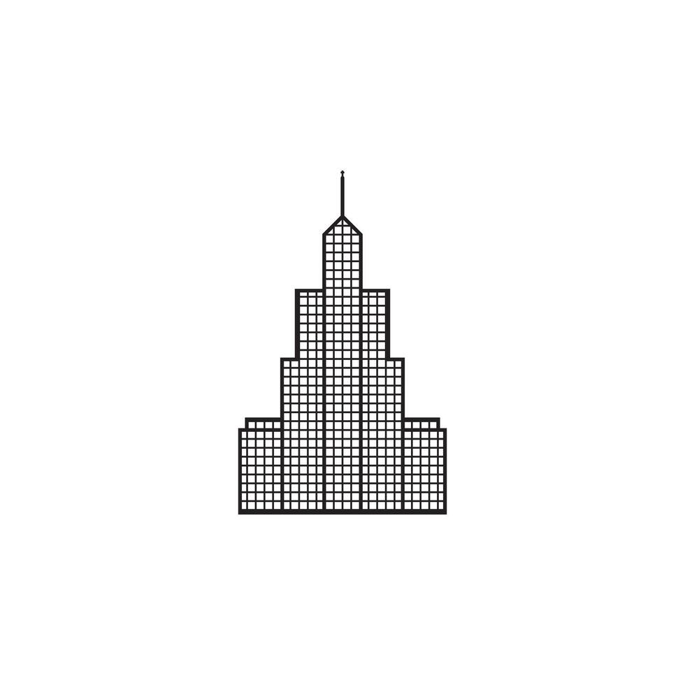 A black and white illustration of a skyscraper vector