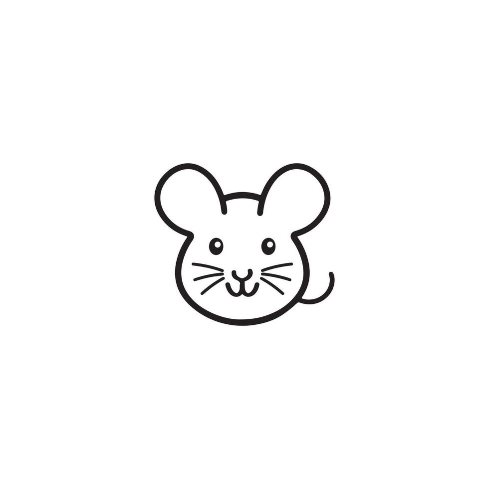 A black and white illustration of a mouse vector