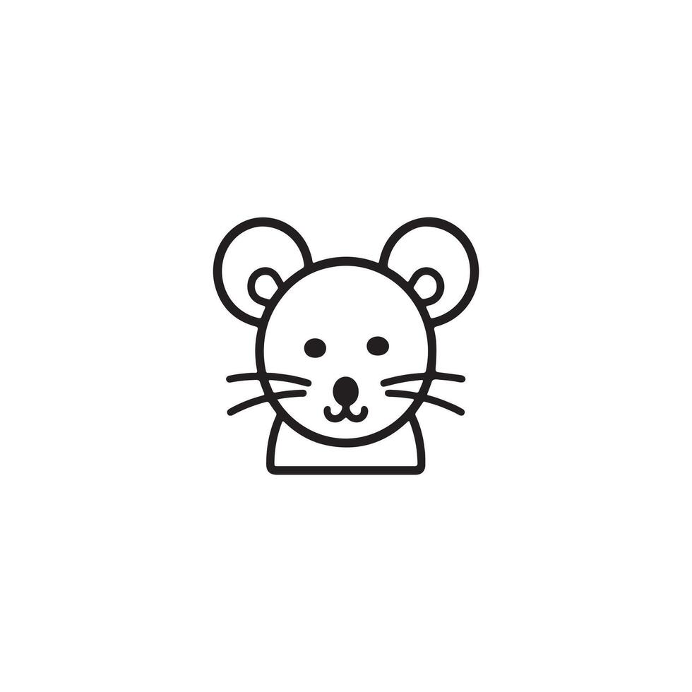 A black and white illustration of a mouse vector