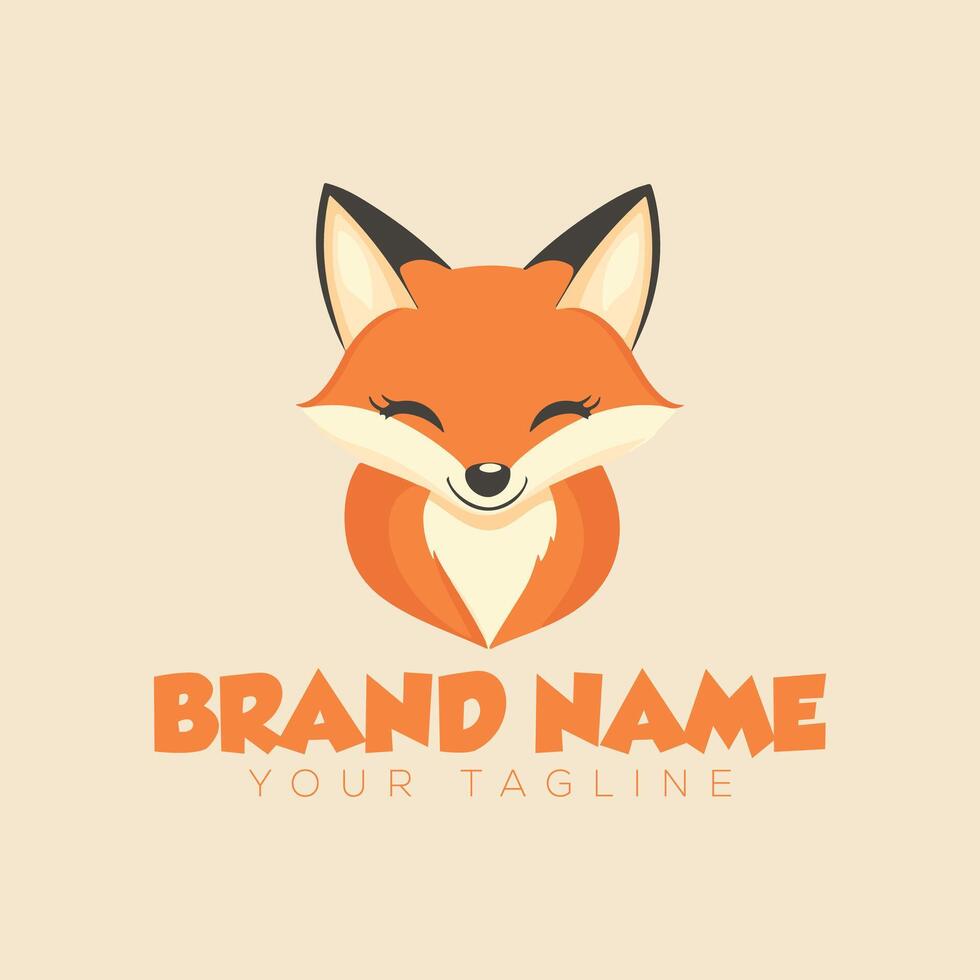 A fox logo with the word brand name vector