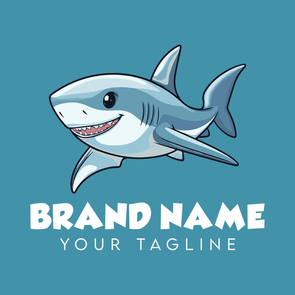 A cartoon shark logo design vector