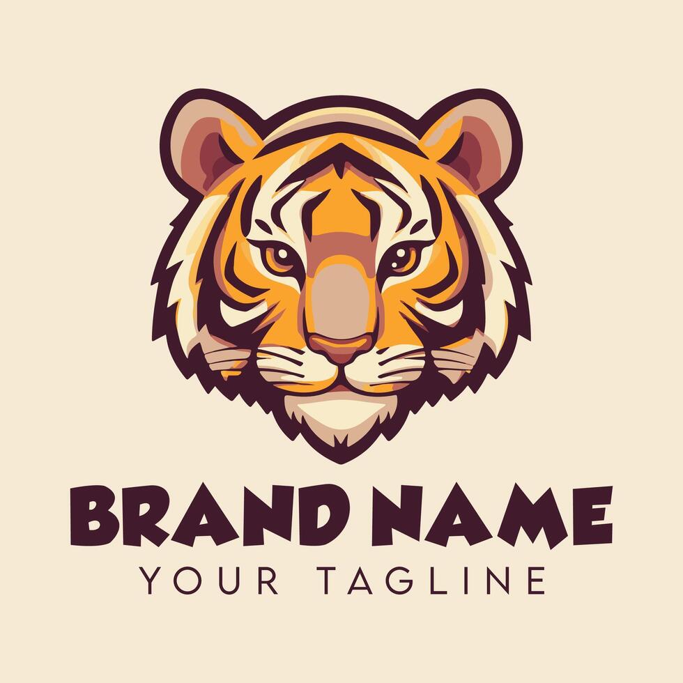 A tiger logo with the words brand name vector