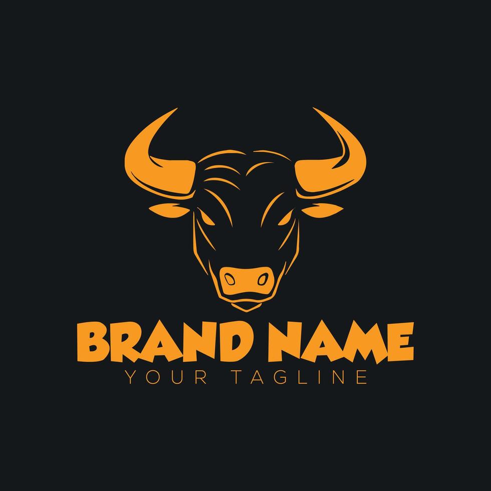 A bull head logo design on a black background vector