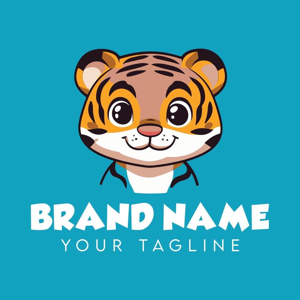 A cartoon tiger face logo design vector
