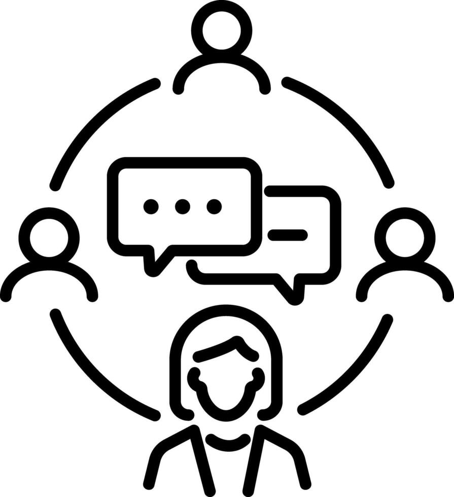 A line icon of team communication vector